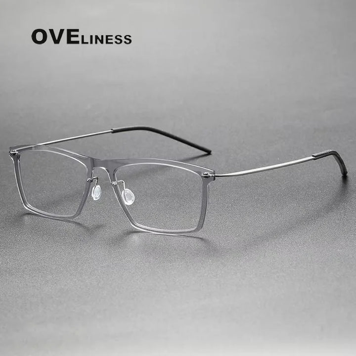 Oveliness Unisex Full Rim Square Acetate Titanium Eyeglasses 6533 Full Rim Oveliness light grey