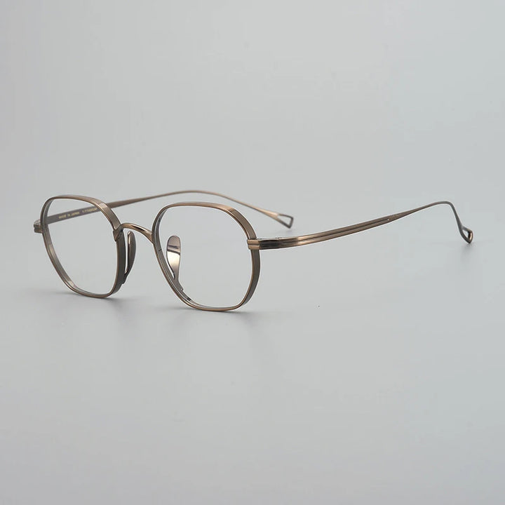 Gatenac Unisex Full Rim Small Sqare Titanium Eyeglasses Gxyj1450 Full Rim Gatenac Bronze