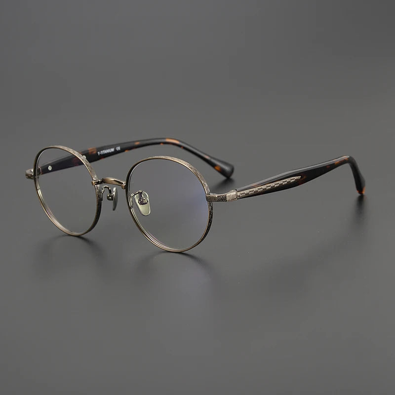 Black Mask Women's Full Rim Round Titanium Eyeglasses Bm216 Full Rim Black Mask Bronze