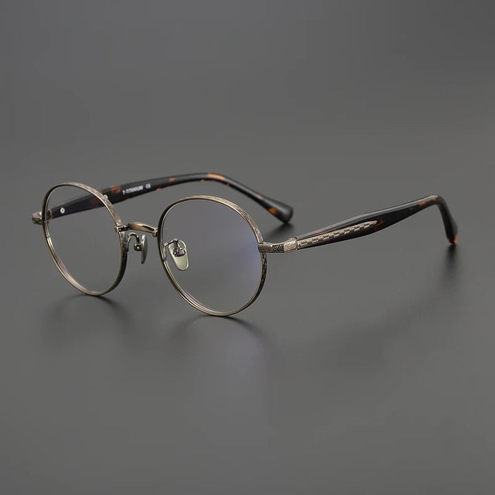 Black Mask Women's Full Rim Round Titanium Eyeglasses Bm216 Full Rim Black Mask Bronze