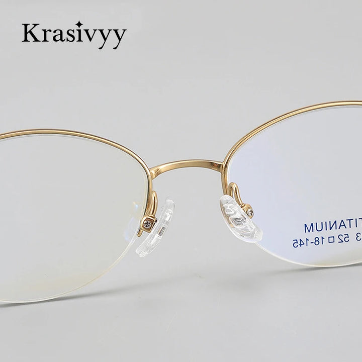 Krasivyy Women's Semi Rim Oval Square Titanium Eyeglasses 443003 Semi Rim Krasivyy