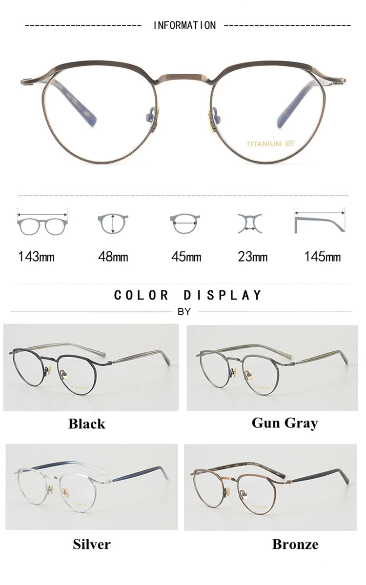 Black Mask Unisex Full Rim Round Titanium Eyeglasses Kv127 Full Rim Black Mask