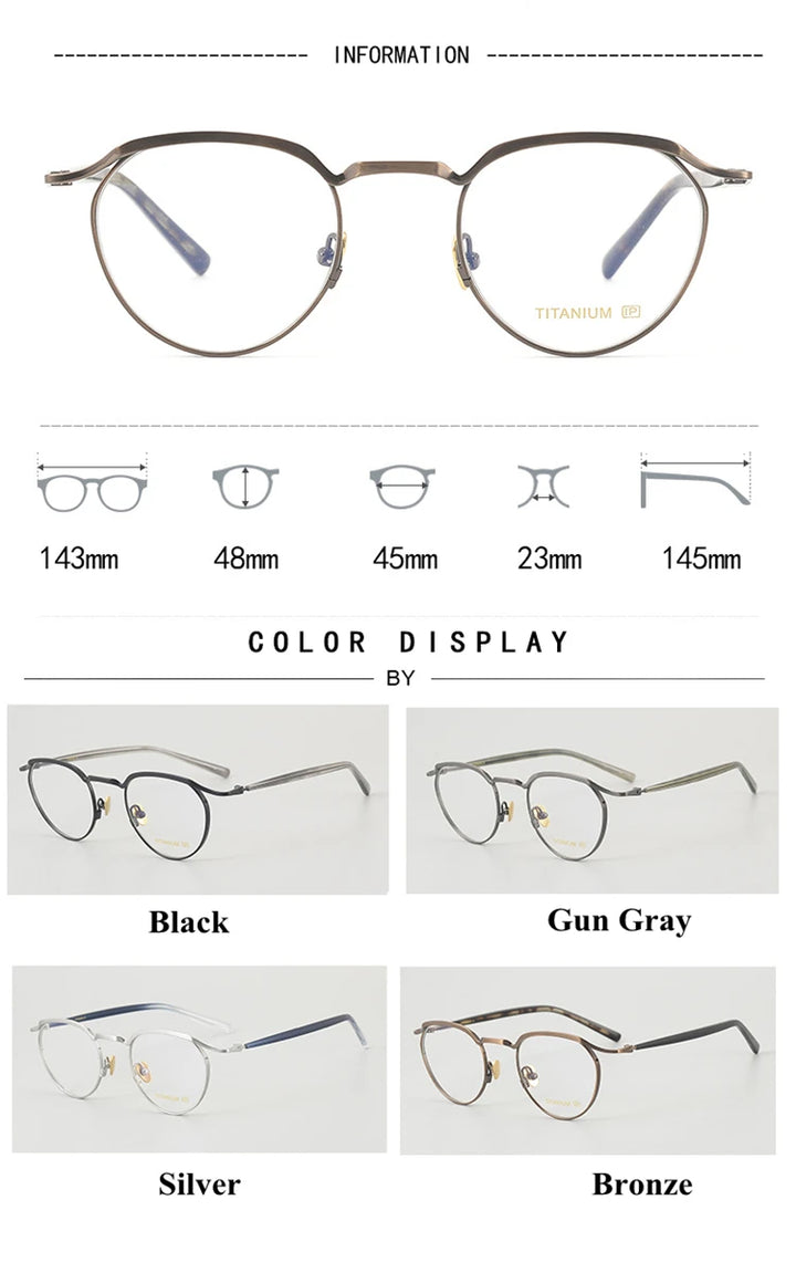 Black Mask Unisex Full Rim Round Titanium Eyeglasses Kv127 Full Rim Black Mask