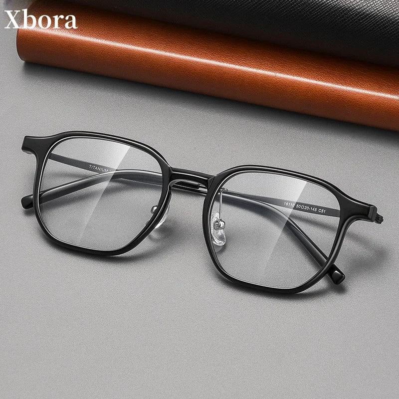 Xbora Unisex Full Rim Polygonal Tr 90 Titanium Eyeglasses 16110