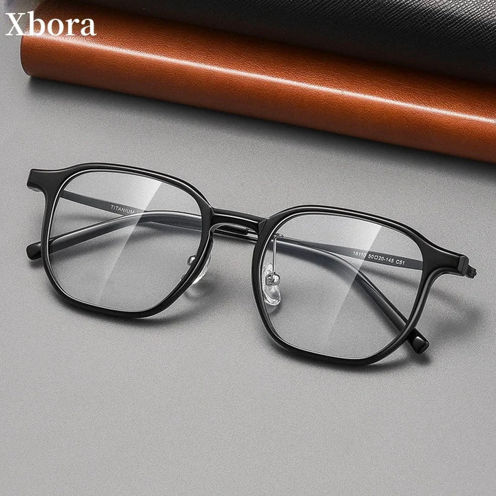 Xbora Unisex Full Rim Polygonal Tr 90 Titanium Eyeglasses 16110