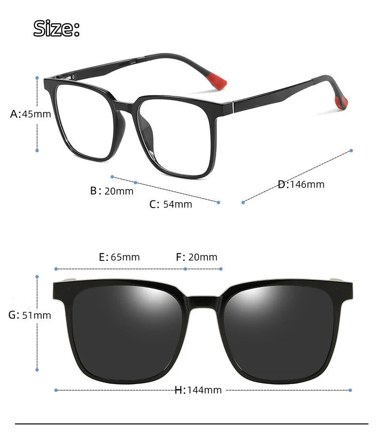 Kocolior Unisex Full Rim Square Acetate Eyeglasses Clip On Sunglasses CX10 With Clip Ons Kocolior