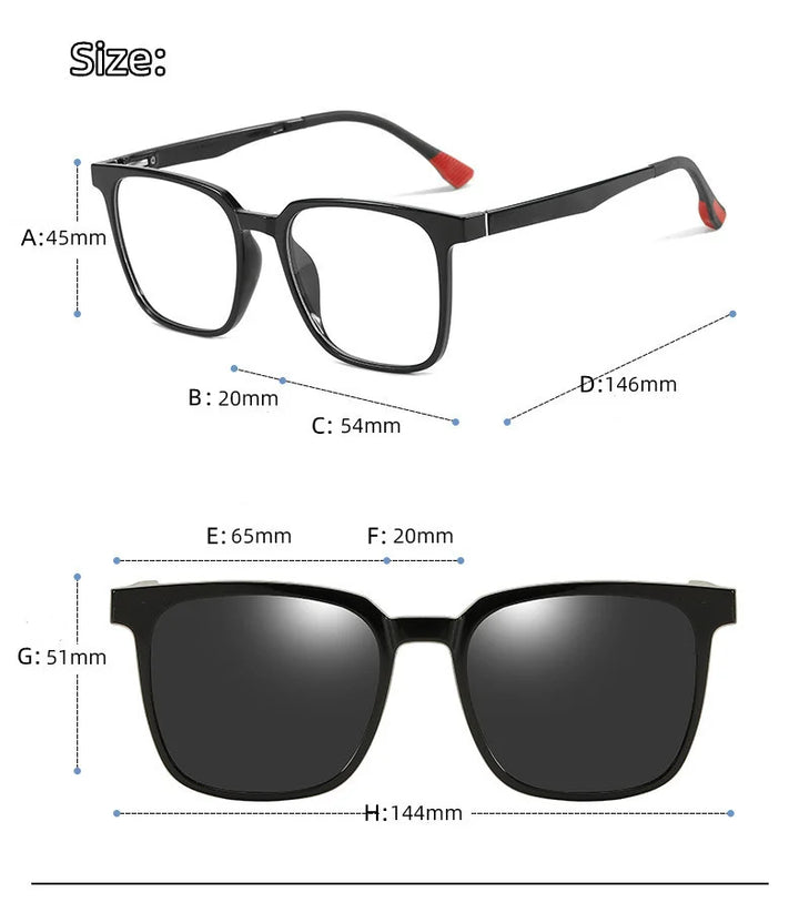 Kocolior Unisex Full Rim Square Acetate Eyeglasses Clip On Sunglasses CX10 Clip On Sunglasses Kocolior   