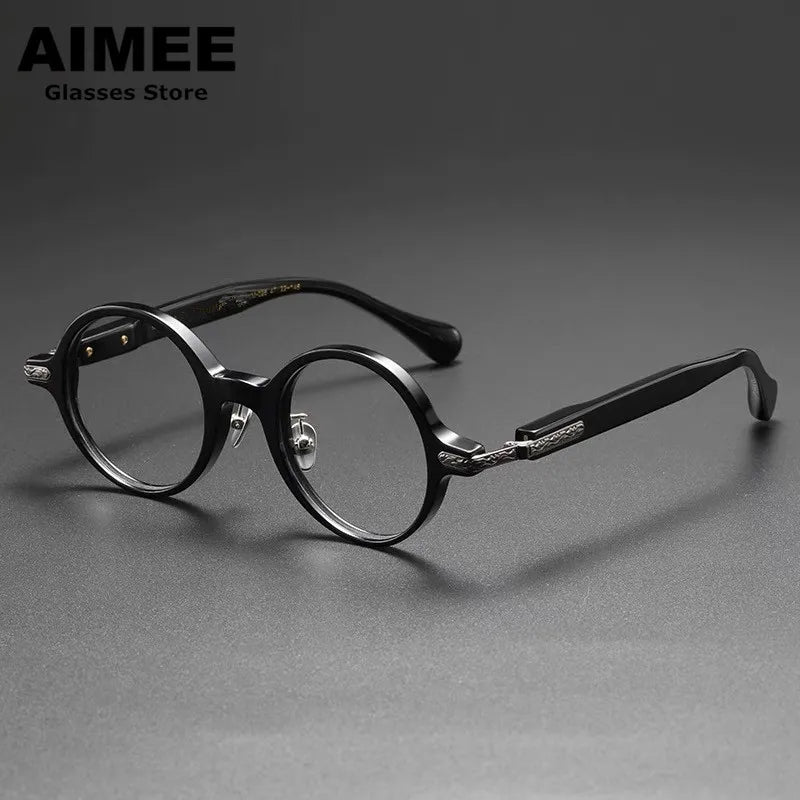 Aimee Unisex Full Rim Round Titanium Acetate Eyeglasses 980854 Full Rim Aimee