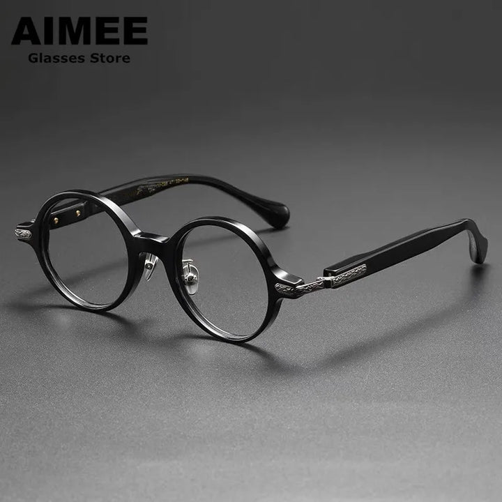 Aimee Unisex Full Rim Round Titanium Acetate Eyeglasses 980854 Full Rim Aimee