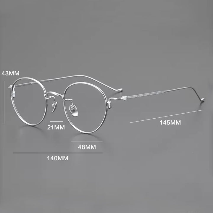 Gatenac Unisex Full Rim Round Titanium Eyeglasses Gxyj1051 Full Rim Gatenac