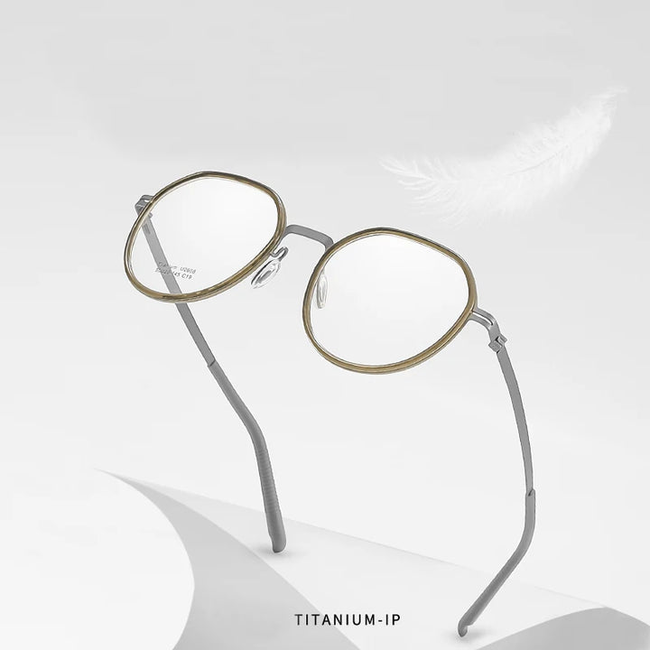 Reven Jate Unisex Full Rim Round Titanium Eyeglasses 2608 Full Rim Reven Jate