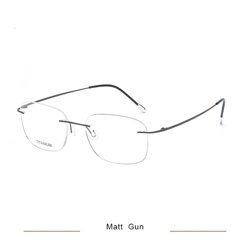 Brightzone Unisex Rimless Oval Square Titanium Eyeglasses 71610 Rimless Brightzone Matte Gun