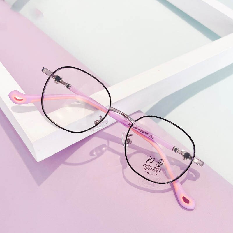 CCspace Unisex Youth Full Rim Oval Alloy Eyeglasses 56566 Full Rim CCspace C5BlackPurple
