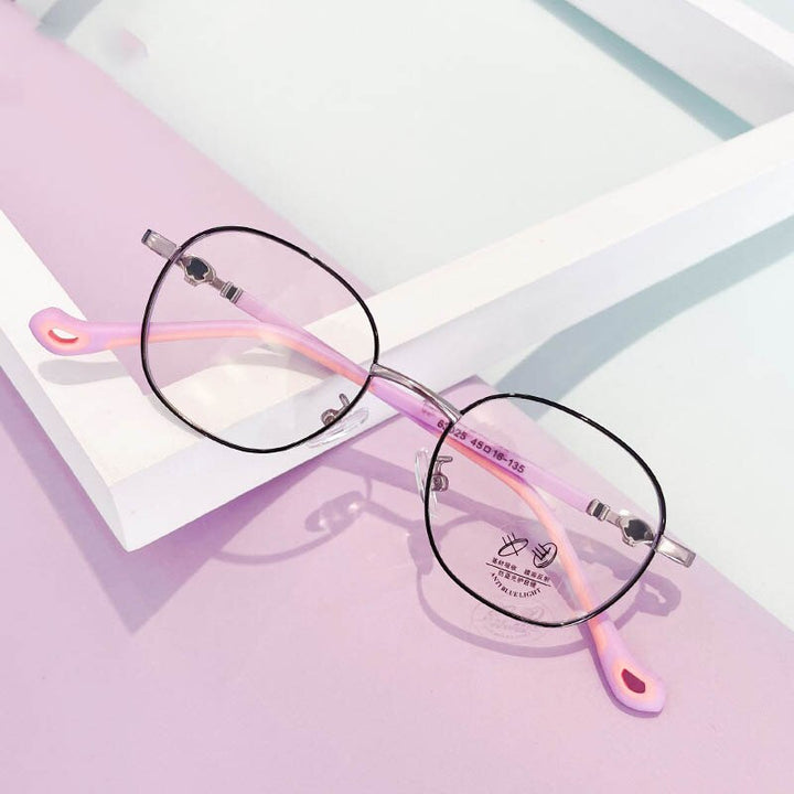 CCspace Unisex Youth Full Rim Oval Alloy Eyeglasses 56566 Full Rim CCspace C5BlackPurple