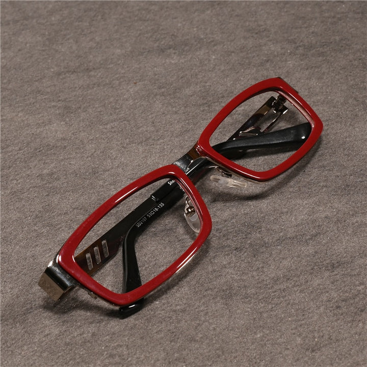 Cubojue Unisex Full Rim Rectangle Alloy Myopic Reading Glasses 2108m Reading Glasses Cubojue anti blue light 0 Red