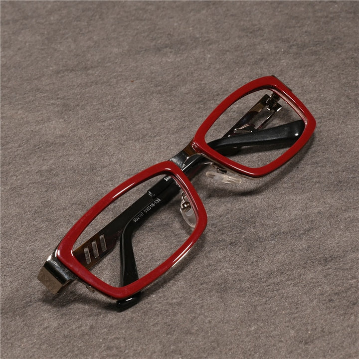 Cubojue Unisex Full Rim Rectangle Alloy Myopic Reading Glasses 2108m Reading Glasses Cubojue anti blue light 0 Red 