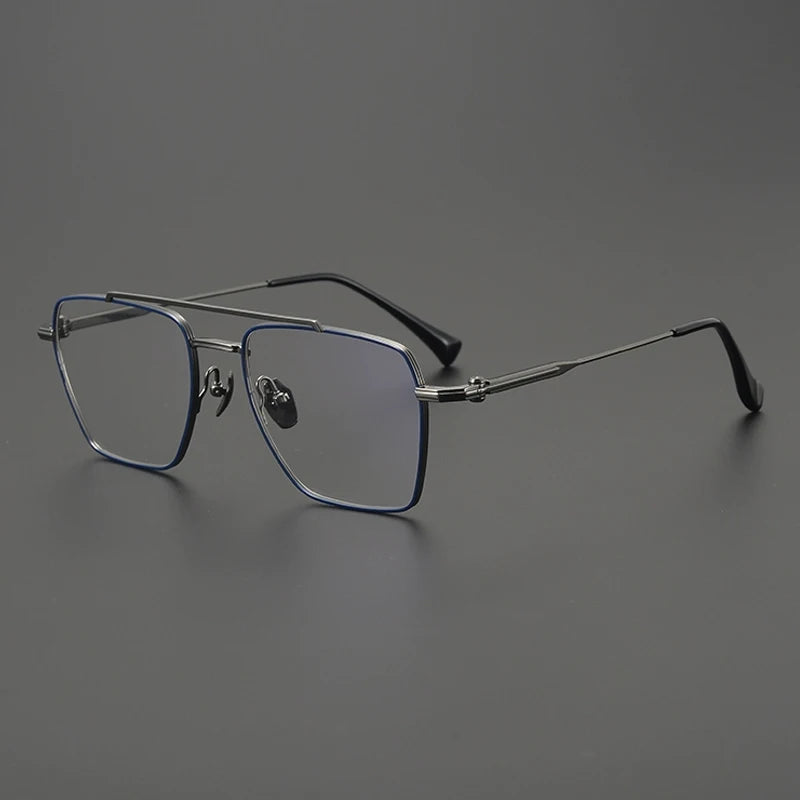 Gatenac Unisex Full Rim Big Square Double Bridge Titanium Eyeglasses G4009