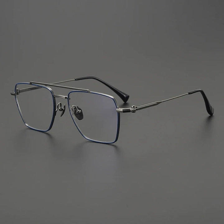 Gatenac Unisex Full Rim Big Square Double Bridge Titanium Eyeglasses G4009