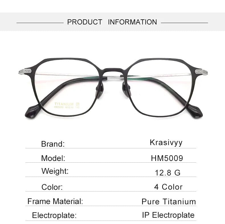 Krasivyy Men's Full Rim Square Polygon Titanium Eyeglasses Full Rim Krasivyy   