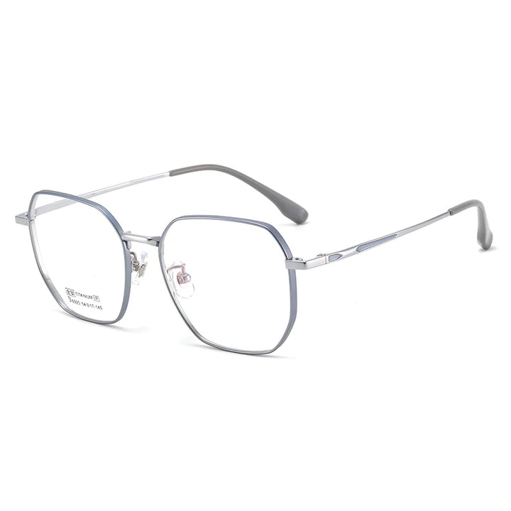 Bclear Unisex Full Rim Small Polygon Square Titanium Eyeglasses My6529 Full Rim Bclear Gray Silver
