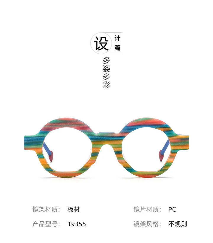 Nobler Unisex Full Rim Thick Round Acetate Eyeglasses 9355 Full Rim Nobler