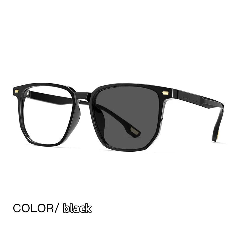 Kocolior Unisex Full Rim Oversized Square Tr 90 Hyperopic Reading Glasses 58092 Reading Glasses Kocolior Photochromic Black 0