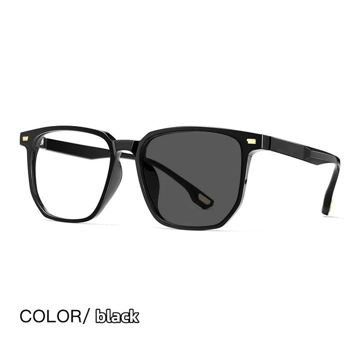 Kocolior Unisex Full Rim Oversized Square Tr 90 Hyperopic Reading Glasses 58092 Reading Glasses Kocolior Photochromic Black 0
