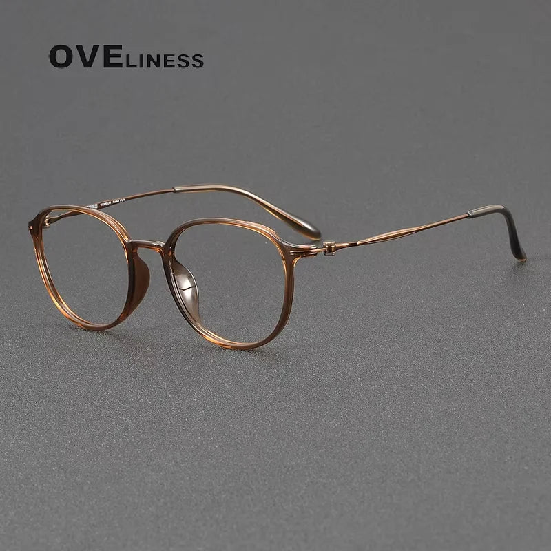 Oveliness Women's Full Rim Oval Square Acetate Titanium Eyeglasses 88666