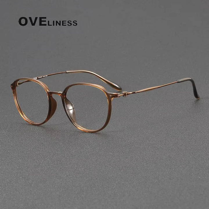 Oveliness Women's Full Rim Oval Square Acetate Titanium Eyeglasses 88666