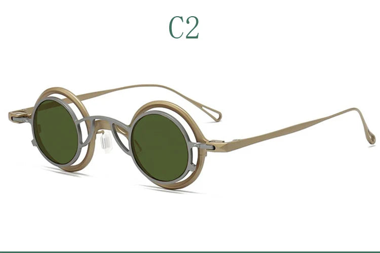 Yujo Unisex Full Rim Round Titanium Eyeglasses Clip On Polarized Sunglasses Y4238 With Clip Ons Yujo C2 CHINA