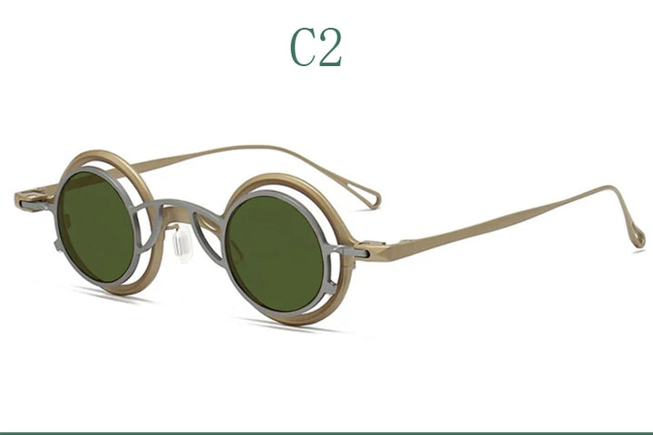 Yujo Unisex Full Rim Round Titanium Eyeglasses Clip On Polarized Sunglasses Y4238 With Clip Ons Yujo C2 CHINA