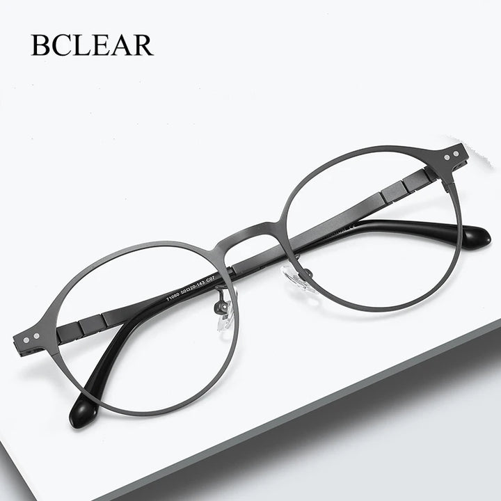 Bclear Unisex Full Rim Round Titanium Eyeglasses 71080 Full Rim Bclear