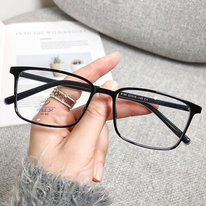 CCspace Unisex Full Rim Rectangle Square Tr 90 Titanium Eyeglasses 56335 Full Rim CCspace C1BrightBlack