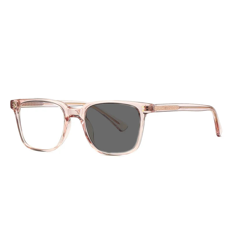 Kocolior Unisex Full Rim Square Acetate Alloy Hyperopic Reading Glasses 2021b Reading Glasses Kocolior Photochromic Pink 0 