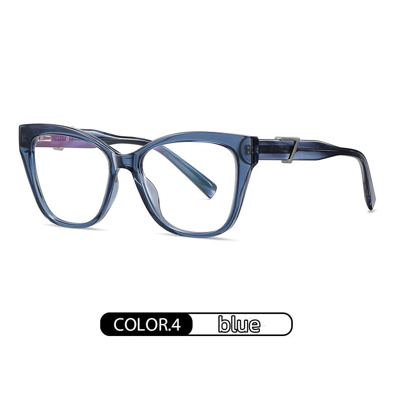 Kocolior Unisex Full Rim Cat Eye Acetate Alloy Hyperopic Reading Glasses C909 Reading Glasses Kocolior Blue 0