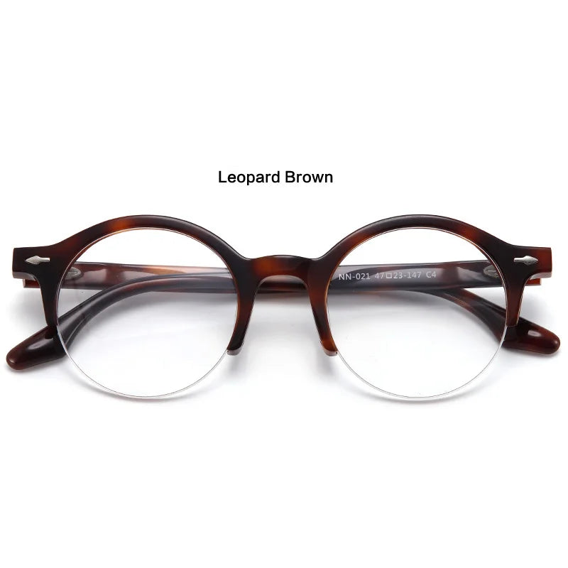 Muzz Unisex Semi Rim Round Acetate Eyeglasses Nn021 Semi Rim Muzz C4