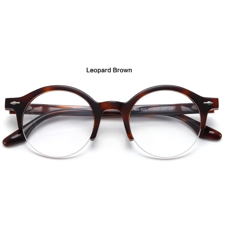 Muzz Unisex Semi Rim Round Acetate Eyeglasses Nn021 Semi Rim Muzz C4