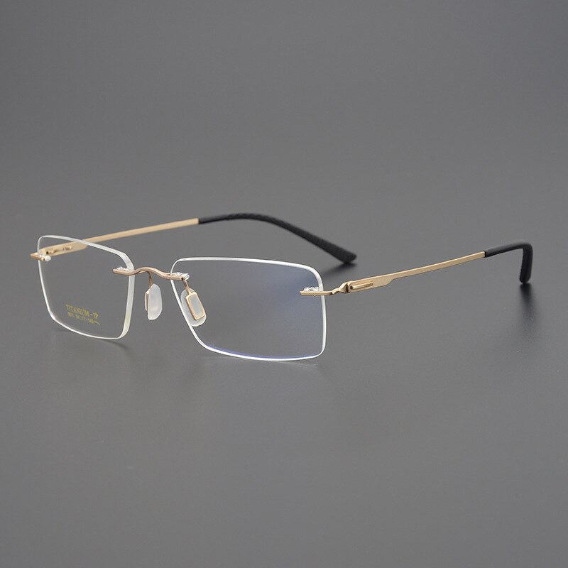 Bclear Unisex Rimless Square Titanium Eyeglasses My9911 Rimless Bclear Gold