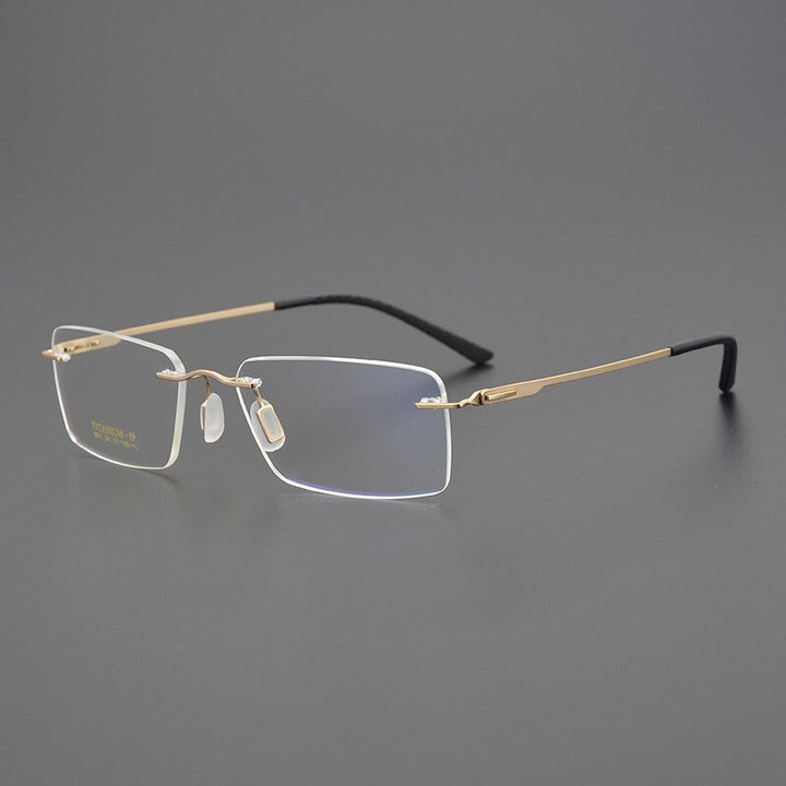 Bclear Unisex Rimless Square Titanium Eyeglasses My9911 Rimless Bclear Gold