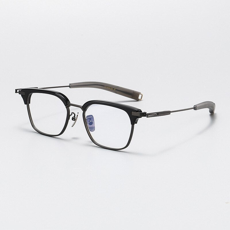 Gatenac Unisex Full Rim Square Acetate Titanium Eyeglasses Gxyj1070 Full Rim Gatenac Black