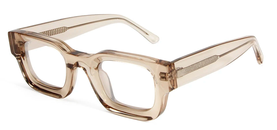 Esnbie Unisex Full Rim Thick Square Acetate Eyeglasses 23007