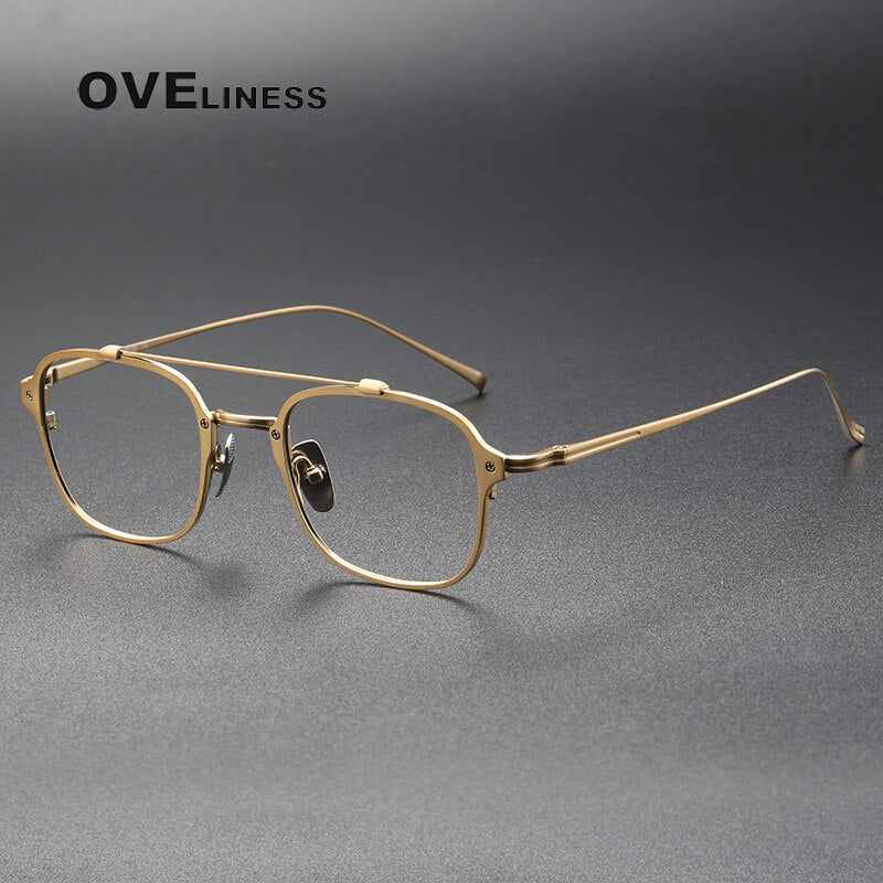 Oveliness Unisex Full Rim Square Double Bridge Titanium Eyeglasses Kj31 Full Rim Oveliness