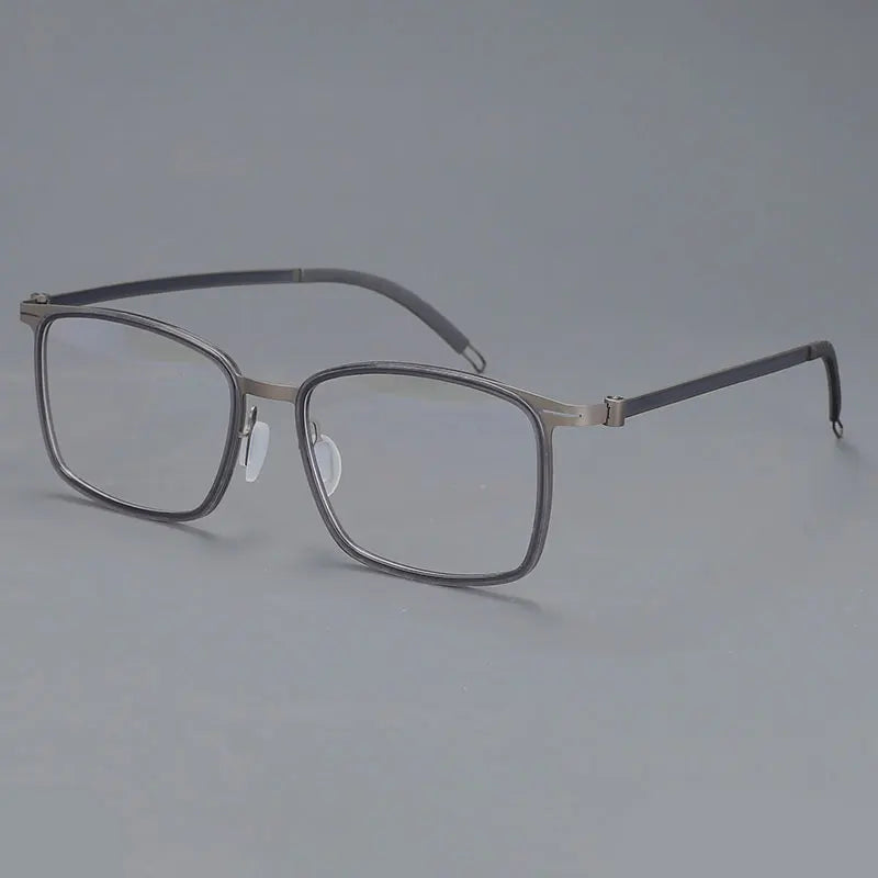 CCspace Unisex Full Rim Square Screwless Titanium Eyeglasses 57174 Full Rim CCspace GreyC1