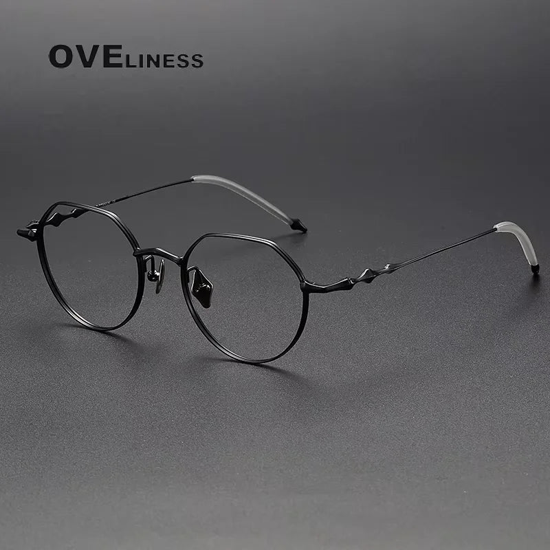 Oveliness Women's Full Rim Flat Top Round Titanium Eyeglasses 614136