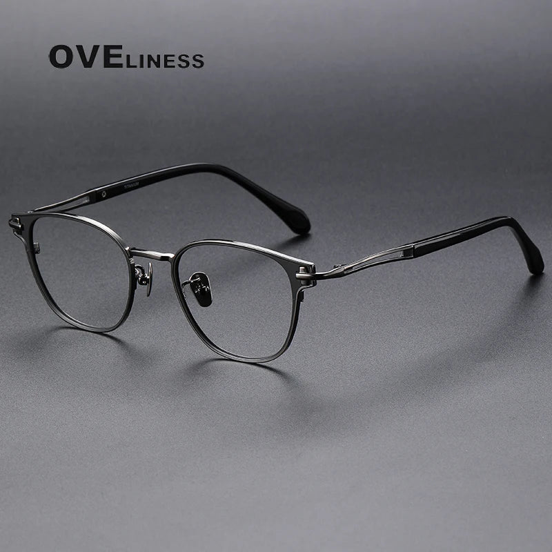 Oveliness Unisex Full Rim Square Titanium Eyeglasses 4220 Full Rim Oveliness gun  
