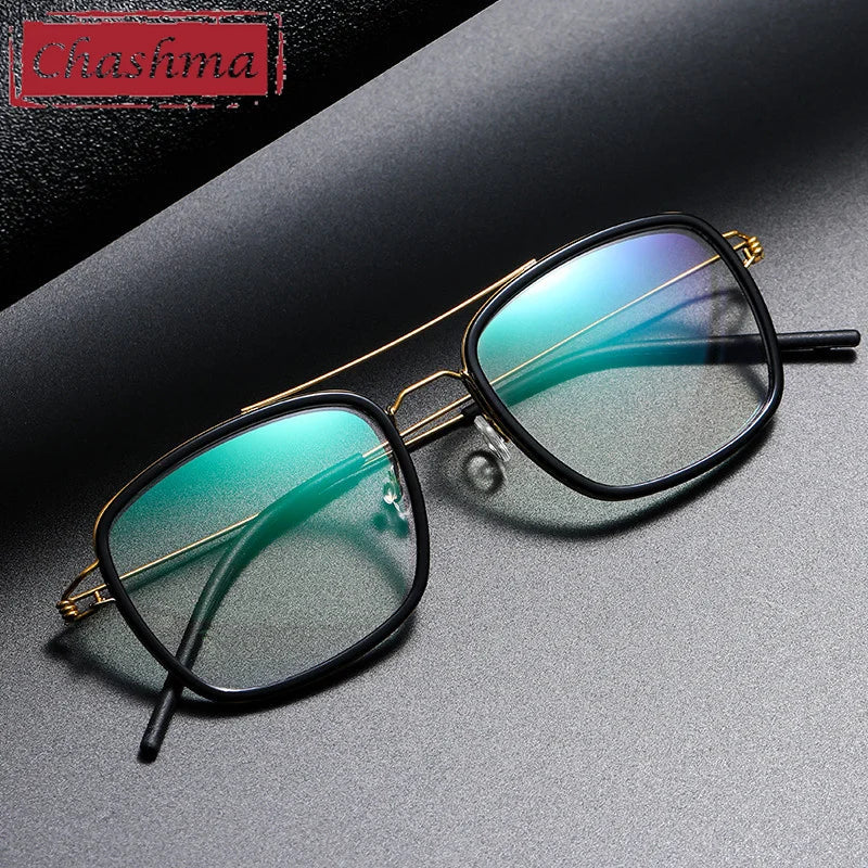 Chashma Ottica Women's Full Rim Square Double Bridge Titanium Acetate Eyeglasses 51138