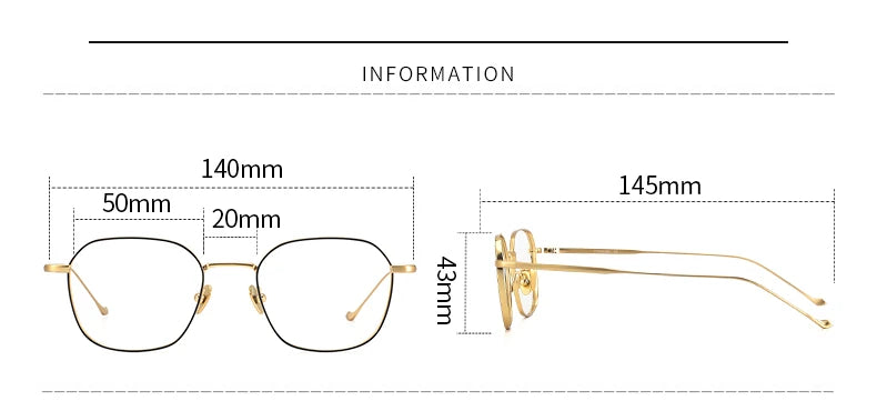 Black Mask Men's Full Rim Polygon Square Titanium Eyeglasses 51009