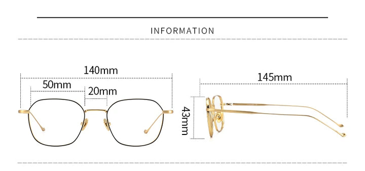 Black Mask Men's Full Rim Polygon Square Titanium Eyeglasses 51009