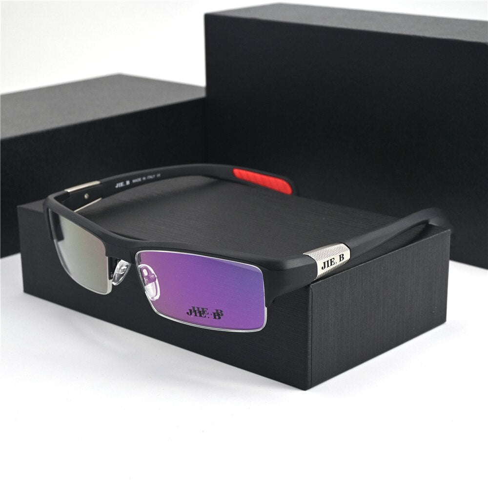 Cubojue Unisex Semi Rim Rectangle Tr 90 Titanium Myopic Sport Reading Glasses 9808m Reading Glasses Cubojue   