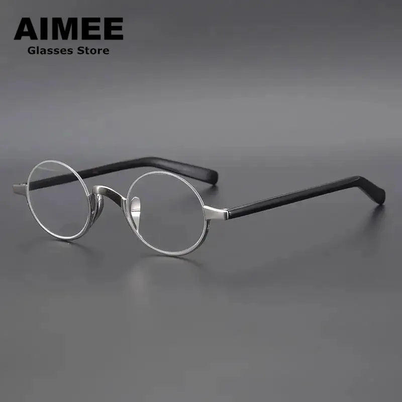 Aimee Unisex Semi Rim Round Titanium Eyeglasses 111380 Semi Rim Aimee